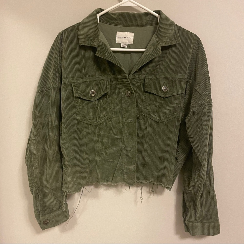 Like New American Eagle Cropped Corduroy Shirt